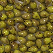 6mm Olive Green Picasso Teardrop Beads [50]