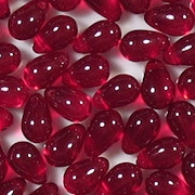 9mm Ruby Red Teardrop Beads [50] (see Comments)