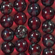 8mm Ruby Red Picasso Round Beads [50]