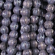 4mm Blue Iris Matte Fluted Beads [100] (see Comments)
