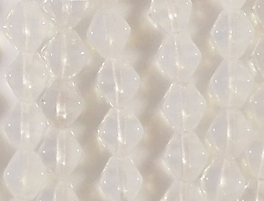 6mm White Opalescent Bicone Beads [50]
