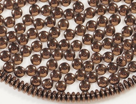 2x6mm Medium-Dark Bronze Rondelle Glass Beads [100]