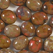 11mm Orange/Brown Picasso Oval Beads [15]