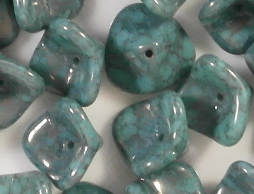 7x12mm Turquoise/Purple Picasso 3-Petal Flower Beads [15]