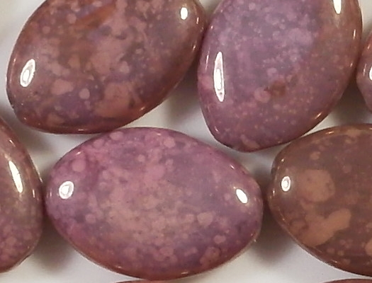 19mm Pink Mottled/Gold Luster Oval Beads [5]