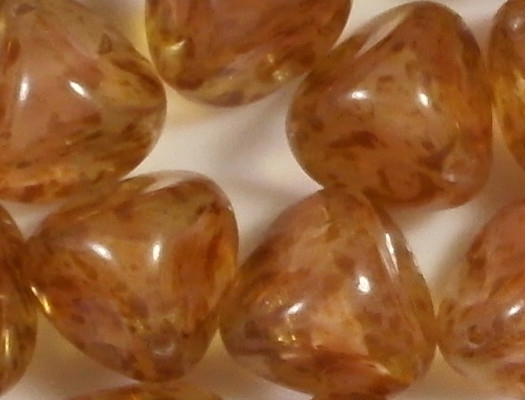 13mm topaz/pink Mottled Pinched Bead [7]