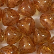 13mm topaz/pink Mottled Pinched Bead [7]