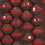 8x9mm Opaque Red Picasso Fluted Saucer Beads [25]