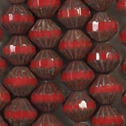 8x9mm Opaque Red Picasso Fluted Saucer Beads [25]