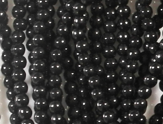 3mm Jet Black Round Beads [100]