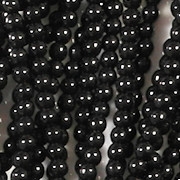 3mm Jet Black Round Beads [100]