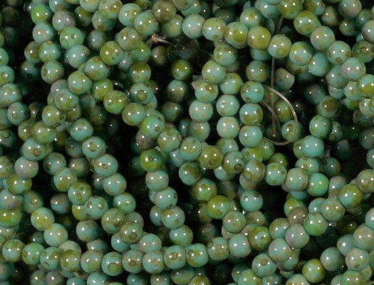 4mm Turquoise Picasso Round Beads [100]