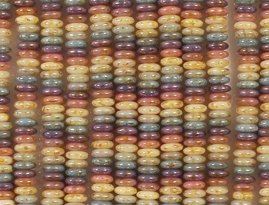 2x6mm Mixed-Color Picasso Luster Rondelle Beads [50]