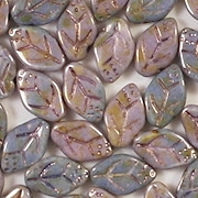 12mm Mottled Lavender/Topaz Leaf Beads [25]