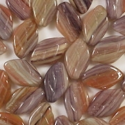 12mm Purple/Orange Striped Leaf Beads [25]