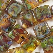 10mm Mixed Color Picasso Square Beads [15] (see Comments)