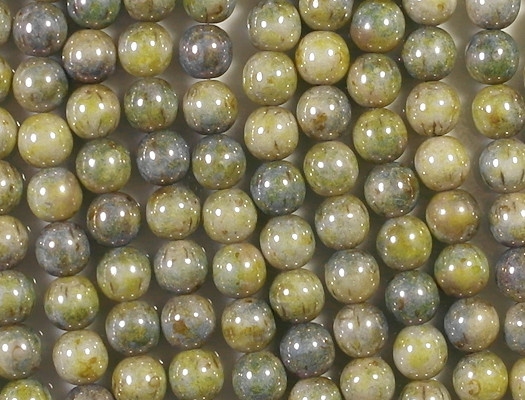 8mm Mottled Green Luster Round Beads [25]