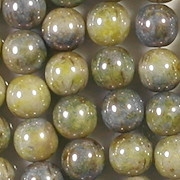 8mm Mottled Green Luster Round Beads [25]