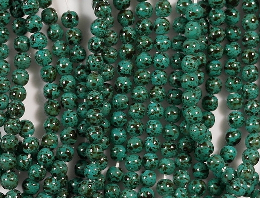 4mm Turquoise Speckled Coated Round Beads [100]