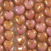 6mm Opaque Pink/Topaz Heart Beads [50]