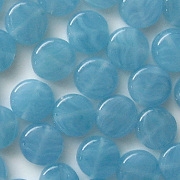 8mm Aqua Swirl Coin Beads [50] (see Defects)