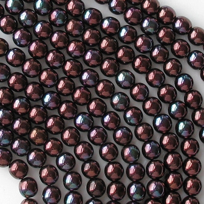 6mm Opaque Reddish-Purple Iris Round Beads [50]