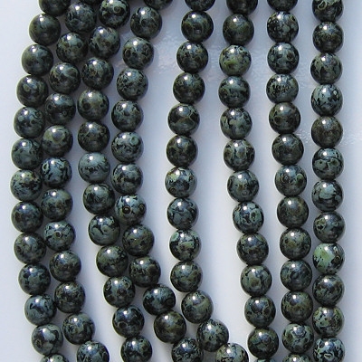 6mm Black Picasso Round Beads [50] (see Comments)