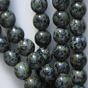 6mm Black Picasso Round Beads [50] (see Comments)