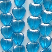 10mm Aqua Luster Heart Beads [50]