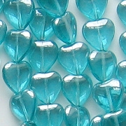 10mm Teal Luster Heart Beads [50]