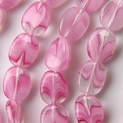 12mm Pink/White Swirl Curly Oval Beads [50] (see Comments)