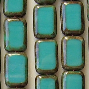 12mm Turquoise Picasso Polished Rectangle Beads [20] (see Comments)
