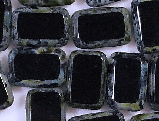 12mm Black Picasso Polished Rectangle Beads [20]
