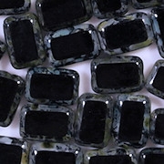 12mm Black Picasso Polished Rectangle Beads [20]