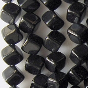 8mm Jet Black Diagonal Cube Beads [50]