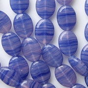 12mm Blue/Pink Striped Flat Oval Beads [50]