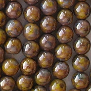 6mm Yellow Picasso/Bronze Luster Round Beads [50]