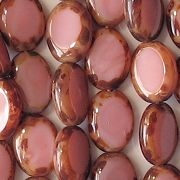 12mm Coral Pink Picasso Polished Oval Beads [20] (see Comments)