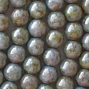 6mm Opaque Blue/Green Mottled Luster Round Beads [50]
