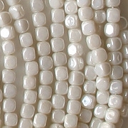 3.5mm Opaque White Luster Cube Beads [100]