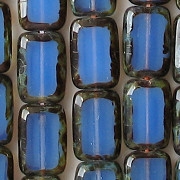 12mm Milky Sapphire Picasso Polished Rectangle Beads [20]