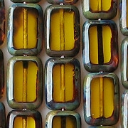 12mm Yellow-Topaz Picasso Polished Rectangle Beads [20]