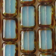 12mm Milky Aqua Polished Rectangle Beads [20]
