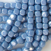 3.5mm Opaque Light Blue Luster Cube Beads [100]