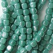 3.5mm Turquoise Luster Cube Beads [100]