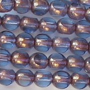 6mm Light Sapphire/Bronze-Luster 3-Cut Round Beads [50]