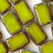 12mm Chartreuse Picasso Polished Rectangle Beads [20] (see Comments)