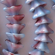 8x13mm Blue/Raspberry Trumpet Flower Beads [25]