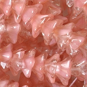 8x13mm Pink/Clear Trumpet Flower Beads [25]
