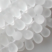 8mm Clear Matte Teardrop Beads [50]